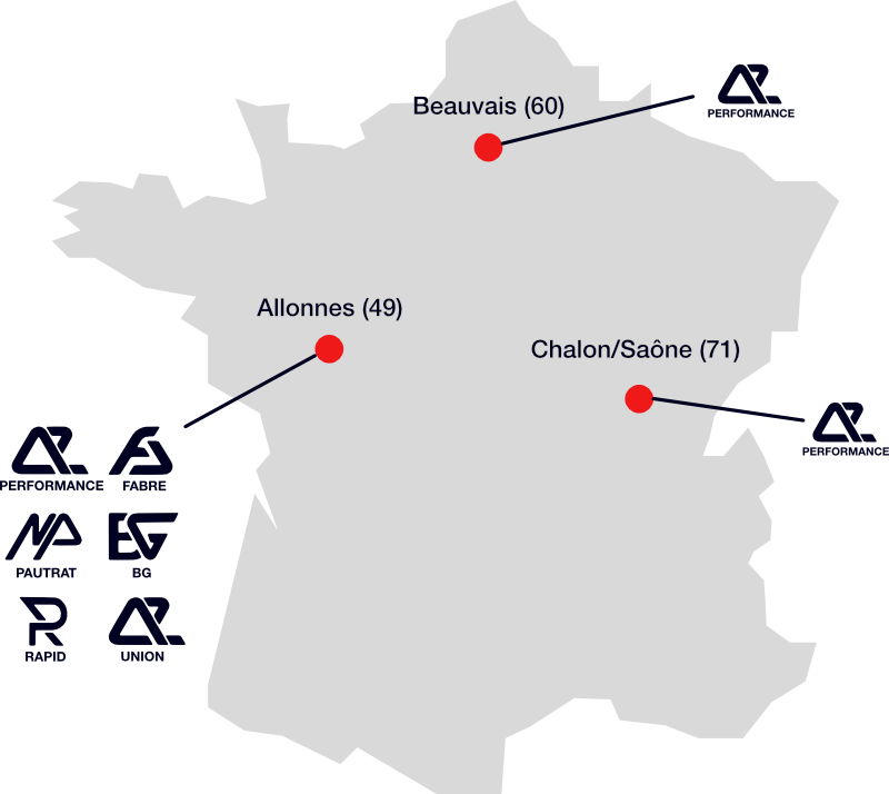 Carte des implantations en France